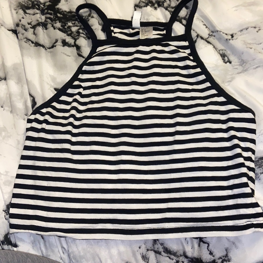 b&w striped cropped tank